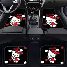 4 peças de tapetes de pés de carro impressos Hello Kitty Sanrio, tapetes de carro de Material durável antiderrapante, ad