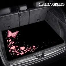 Tapete de porta-malas de carro com padrão de amor de borboleta rosa de 1 unidade, tapete interno de carro antiderrapante