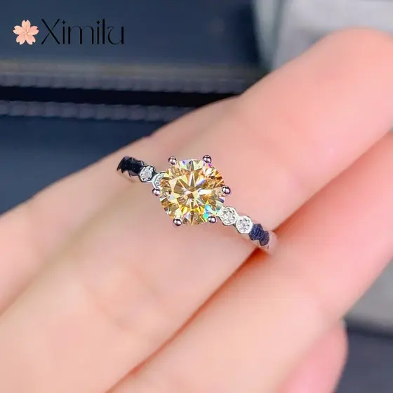 ❤ Clássico 1 quilate citrino simples anel ajustável meninas moda jóias