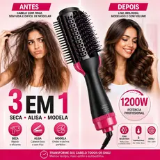 Escova Secadora 110/220v Alisador Elétrica Escova de ar quente Modeladores de cabelo Com 3 Em1 Hair