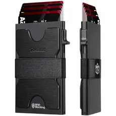 Carteiras Porta-Cartões li Para Homens-Carteira Fina Comporta 6 + 6 , De Metal , Minimalistas Com Bloqueio De RFID Funçã