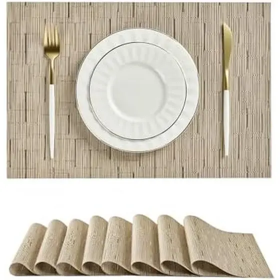 Conjunto De Jogos Americanos Leetaltree Beige Com 4-Tapetes Antiderrapantes Resistentes Ao Calor Para Mesa De Jantar , D