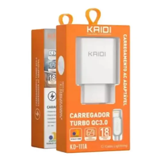 Carregador Tomada Usb C/cabo Compativel iPhone KD-111A Kaidi Cor Branco