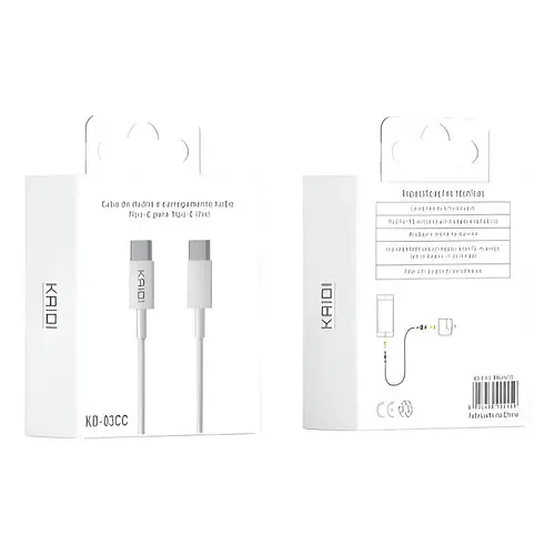 Cabo Turbo Kaidi Kd-03cc 2m Usb-c Para Smartphones E Tablets