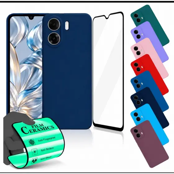 Kit Capinha Redmi 13C / Poco C65 Anti Impacto Aveludada + Película de Cerâmica
