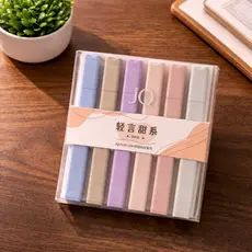 Kit Marca Texto Pastel 6 Cores | Caneta Marca Texto Chanfrado Aesthetic Soft Touch Para Estudo Planner