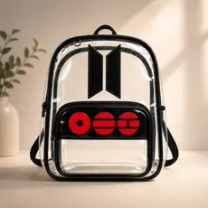 Mochila Transparente BTS Premium PVC Impermeável | Ideal para Shows, Estádio, Faculdade e Passeios
