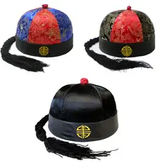 🔥 Chinese hat for parties 🔥 Chapéu De Melão Antigo E Duro Durante A República Da China , Trança Antiga De Pequim , Ves