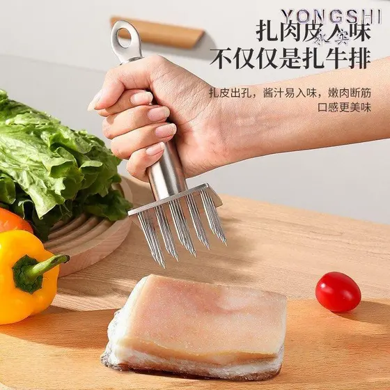 🔥 Utensílio para amaciar carne​ 🔥 Macaco de bife Antiferrugem Amaciador de Carne Do Fivela Inserção De Carne Agulha Bu