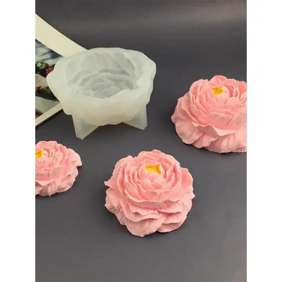 🔥 molde de silicone 🔥 VENDA QUENTE Molde para Sabonete Artesanal Presente DIY Peônia Flor Aromaterapia Gesso Vela Gel