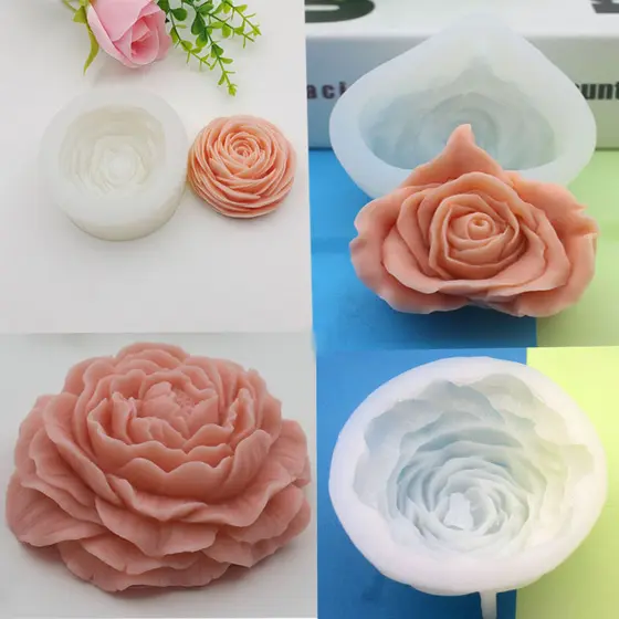 🔥 Fácil Desenformar 🔥 Molde para Sabonete Artesanal Presente DIY VENDA QUENTE Tridimensional Rosa Austin Caramelo Flor