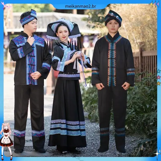 Novo estilo Zhuang National March 3 Traje Adulto Feminino Minoria Traje Nacional Miao Nacional Yao Yao