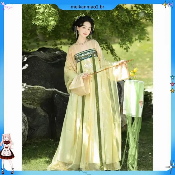 Banxiyue luz verão feito em Tang Original comprimento do peito saia quebrada fada fresco diário Hanfu terno feminino nov