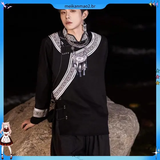 Novo estilo de roupas de venda quente viagem fotografia terno Liangshan Yunnan roupas masculinas tocha minoria étnica es