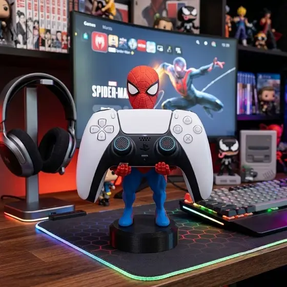 Suporte de Controle PS5 PS4 Xbox Homem-Aranha Spider-Man Action Figure Boneco Suporte homem aranha