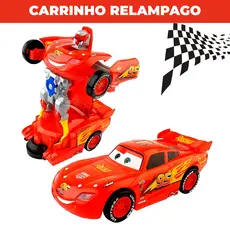 Brinquedo de Menino Carrinho Estilo Relâmpago Mcqueen Carros Transforma Robô Som E Luzes Cars