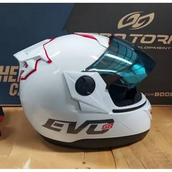 Capacete Fechado Evolution G8 branco 60 viseira Camaleão