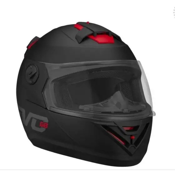 Capacete Fechado Evolution G8 Pro Tork Preto Fosco com Vermelho 56/58/60