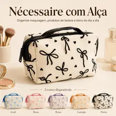 Nécessaire Feminina com Alça e Zíper – Bolsa Organizadora para Maquiagem, Cosméticos e Viagem – 5 Cores