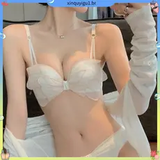Estilo japonês conjunto de roupa interior feminina seios pequenos reunindo sutiã sem fio calcinha fina superior fundo gr