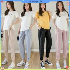 Calças De Maternidade Da Moda Verão Chiffon Fino Cintura Alta Ajustável Cônicas Para Mulheres Grávidas