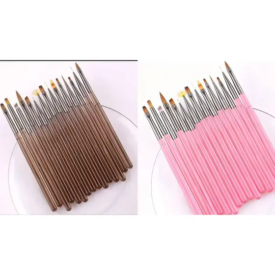 Kit 15Pcs Pincéis Para Arte De Unhas/Conjunto De Ferramentas Desenho De Polimento De Gel