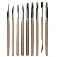 Kit 9 Pincéis Para Arte De Unhas Conjunto De Ferramentas Desenho De Polimento De Gel