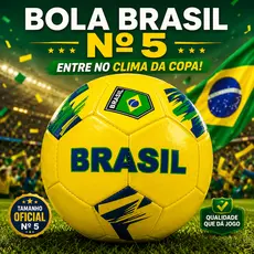 Bola de Futebol Brasil Nº 5 Amarela Oficial Vinil Resistente Campo e Rua