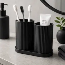 Kit Porta Escovas de Dente Duplo com Design Moderno  Elegante Banheiro Organizado Minimalista Clean