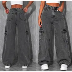 Calça Cargo Grafite Juvenil Wide Leg 10 ao 16; 34 ao 44 100% Algodão Premium