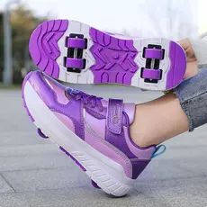 Sapatos de fuga infantis meninos meninas patins esportivos de quatro rodas podem andar com sapatos de roda rolo de roda 
