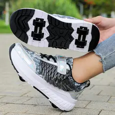 Sapatos com asas e rodas sapatos meninos meninas de quatro rodas sapatos de corrida crianças esportes ao ar livr