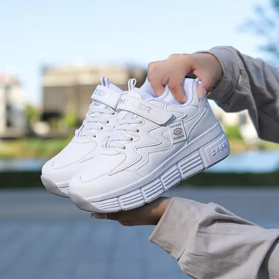 Nova Juventude Destacável Dupla Rodas Adultos Patins Sapatos De Rolo Não Luminosa Roda S