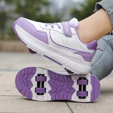 Runaway sapatos meninas polia sapatos esportivos patins crianças patins de quatro rodas meninos um sapato dois Wear