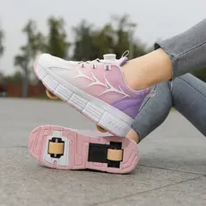 Meninos meninas crianças Runaway sapatos novo estilo malha respirável roda dupla duas rodas patinação cadarços roda espo