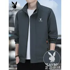 Playboy primavera outono jaqueta masculina na moda All-Match gola alta jaqueta masculina à prova de vento jaqueta imperm