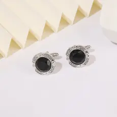 Novas abotoaduras francesas redondas puro preto Metal manguito unhas terno camisa acessórios manguito unhas