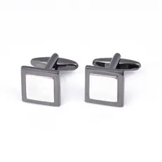 Abotoaduras simples High-End de aço inoxidável duas cores abotoaduras Metal cor lisa brilhante abotoaduras unhas