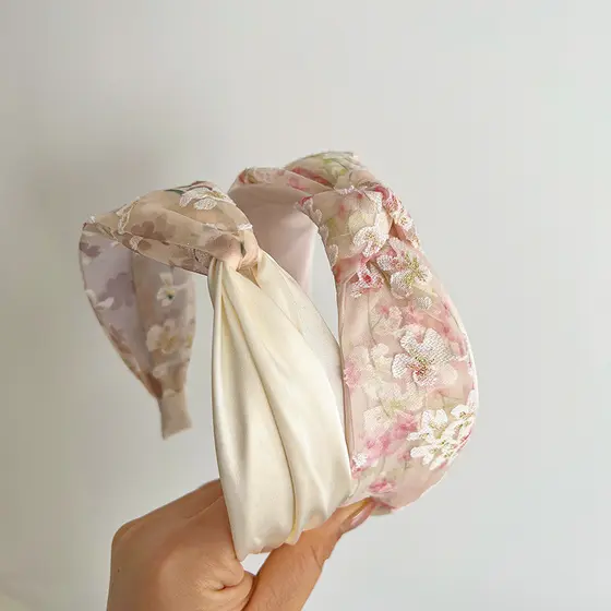 Versão coreana gaze impressa bandana ins cruz atada simples aba larga pressionado cabelo All-Match Outing bandana acessó