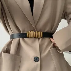 Verão europeu americano terno cinto feminino All-Match decorativo combinando camisa casaco cinto Retro moda cinto preto