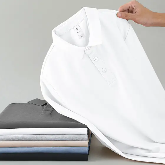 Camisa Polo lapela camiseta masculina de manga comprida Paul líder de negócios camisa de fundo cor sólida gola branca ro