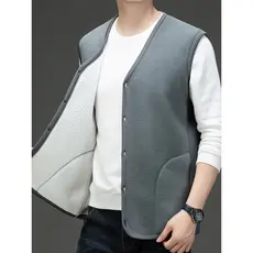 2024 primavera outono inverno novo estilo Polar velo colete masculino Casual All-match com decote em V Cardigan colete q