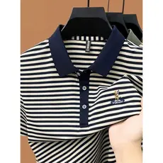 Camisa polo masculina de manga curta com lapela de verão, nova camisa Casual de negócios, cor sólida, respirável, camisa