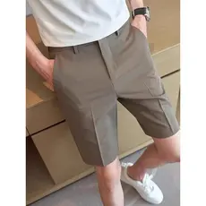 Verão terno shorts masculino fino cáqui Casual calças cortadas negócios britânicos magro-ajuste calças retas shorts médi