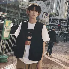 W Workwear funcional vento colete colete Hong Kong sabor Retro tático colete das mulheres dos homens ins Street Wear sem