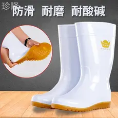 Botas de chuva antiderrapantes brancas de sola plana, tendão de carne, resistente ao desgaste, sapatos de água resistent