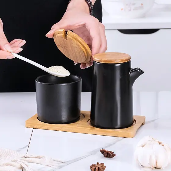 Frasco de tempero de cerâmica criativo loja de macarrão restaurante tempero garrafa vinagre cozinha do agregado familiar