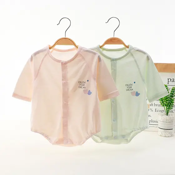 Bebê recém-nascido triângulo macacão verão fino desossado bebê roupas de manga comprida respirável roupas de verão do be