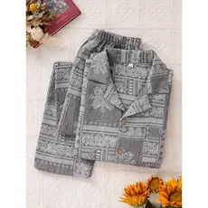 Pijama masculino tingido de algodão puro, camada dupla, gaze, manga comprida, primavera, outono inverno, estilo fino, po