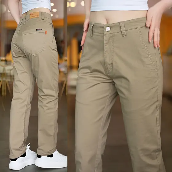 2025 outono novo estilo calças casuais masculinas All-Match estiramento fino ajuste calças de perna reta homens de meia-